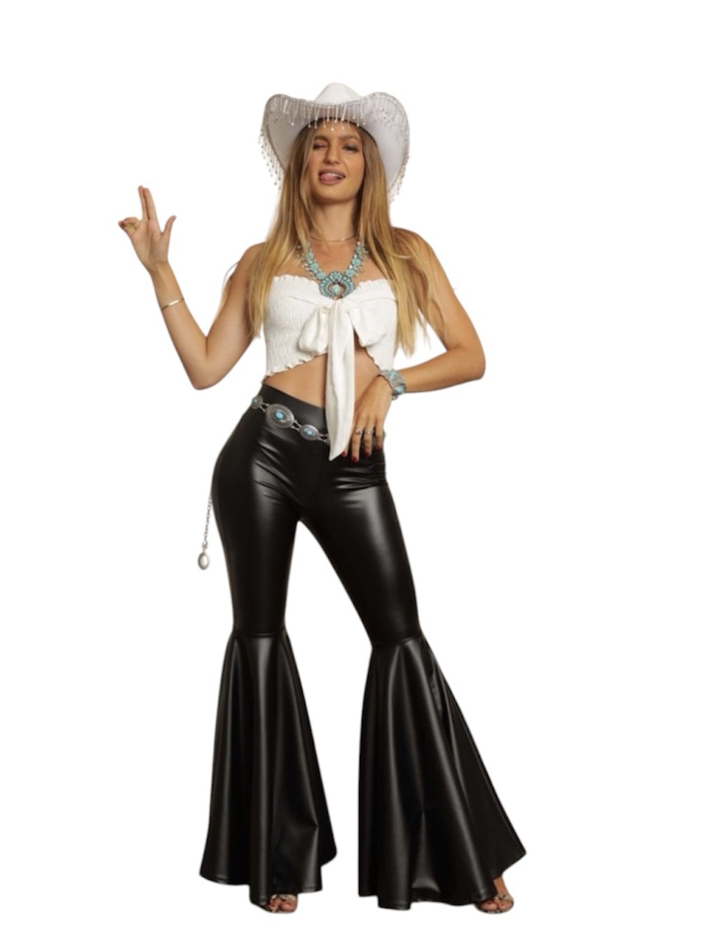 Boutique Black Faux Leather Flares